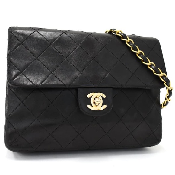 Chanel Handbags - Chanel Chain Shoulder Bag Mini Matelasse Coco Mark Leather Black